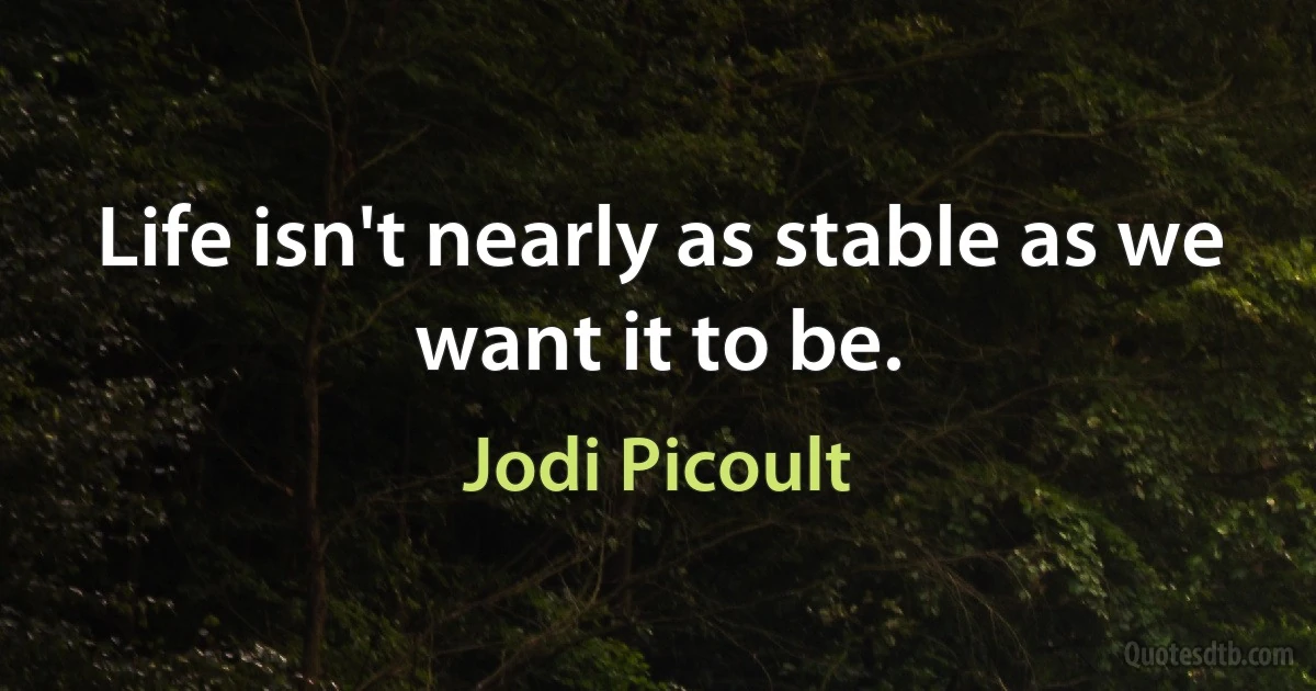 Life isn't nearly as stable as we want it to be. (Jodi Picoult)