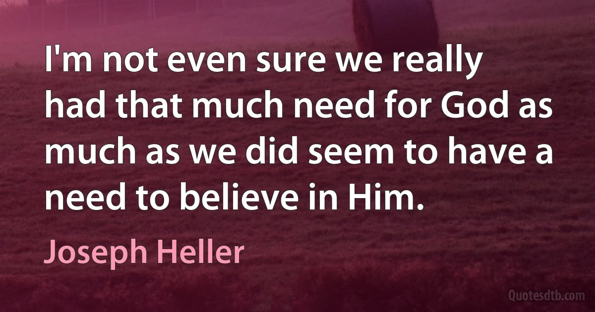 I'm not even sure we really had that much need for God as much as we did seem to have a need to believe in Him. (Joseph Heller)