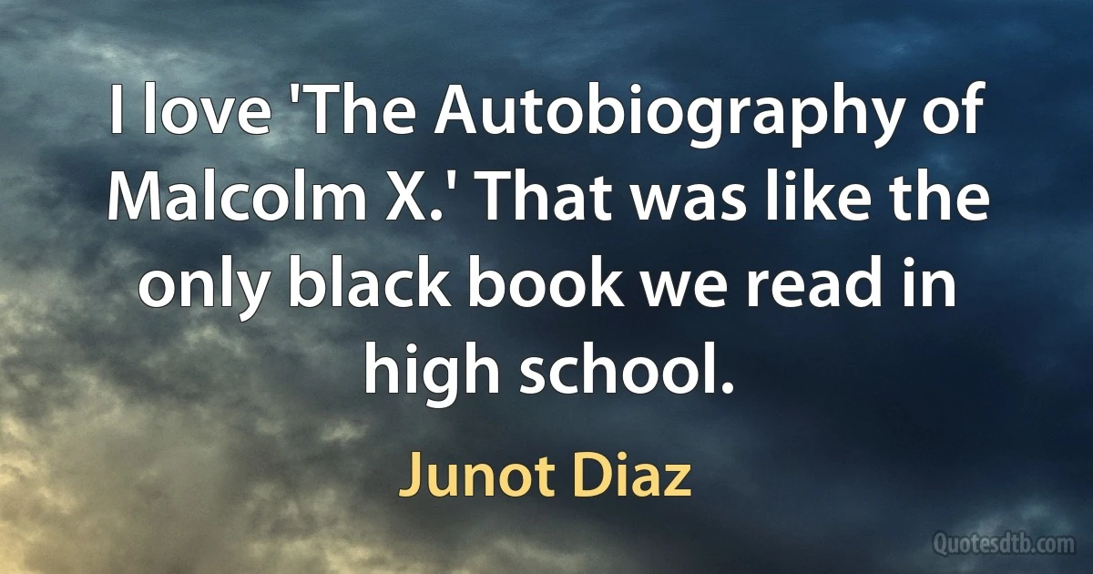 I love 'The Autobiography of Malcolm X.' That was like the only black book we read in high school. (Junot Diaz)