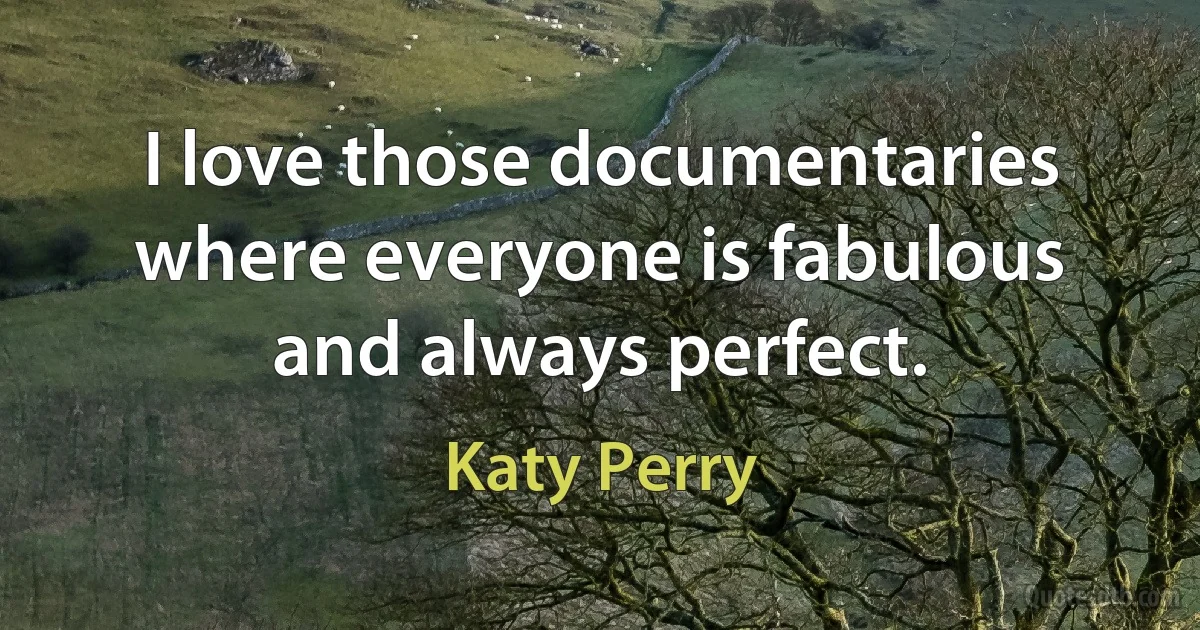 I love those documentaries where everyone is fabulous and always perfect. (Katy Perry)