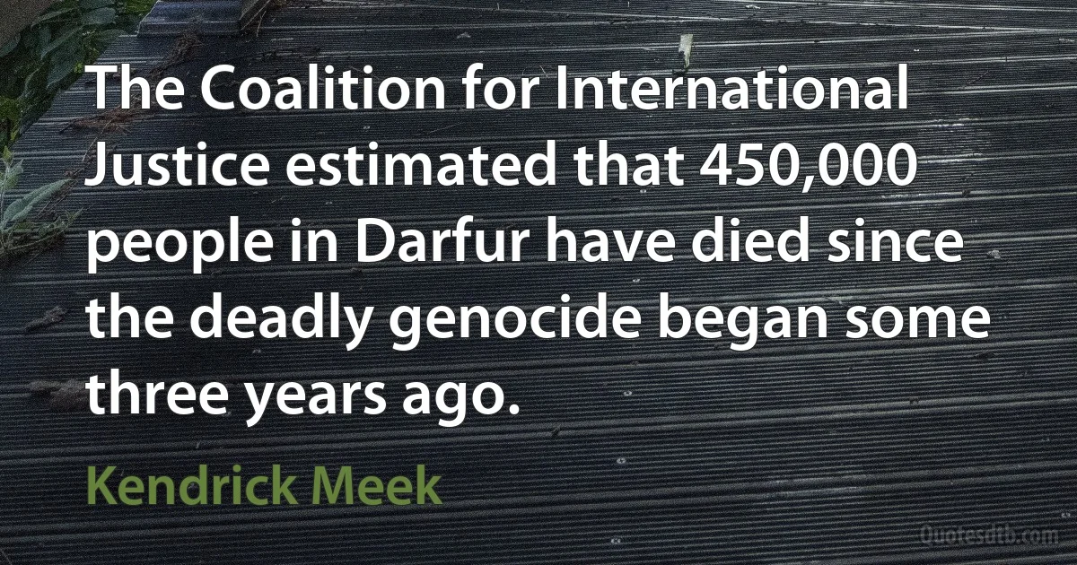 The Coalition for International Justice estimated that 450,000 people in Darfur have died since the deadly genocide began some three years ago. (Kendrick Meek)