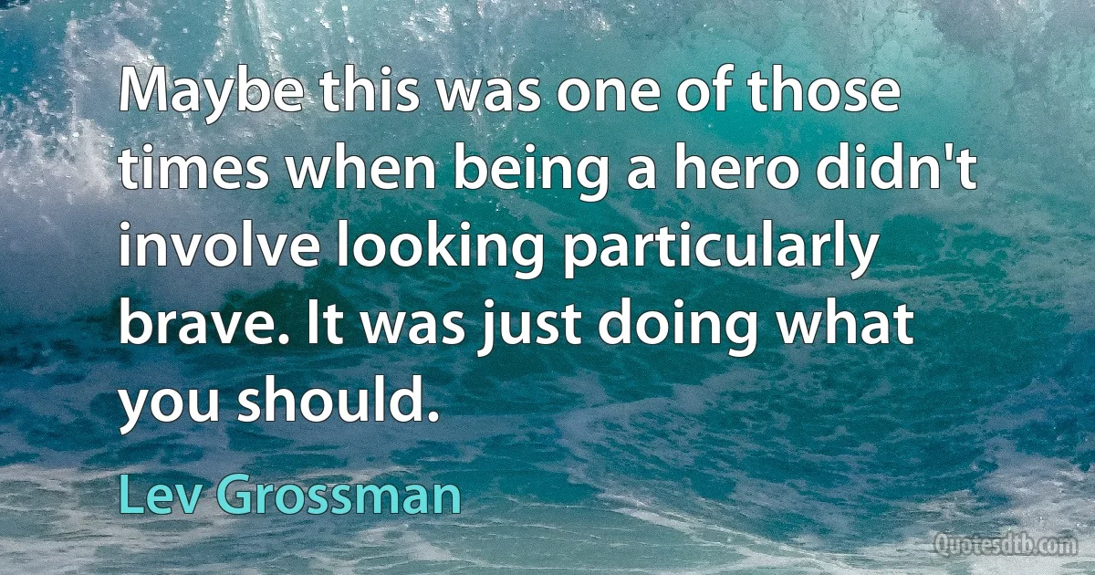 Maybe this was one of those times when being a hero didn't involve looking particularly brave. It was just doing what you should. (Lev Grossman)