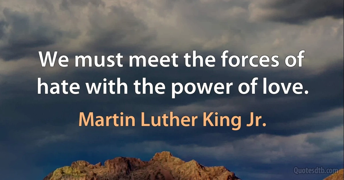 We must meet the forces of hate with the power of love. (Martin Luther King Jr.)