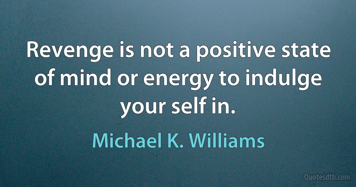 Revenge is not a positive state of mind or energy to indulge your self in. (Michael K. Williams)