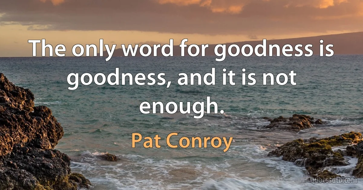 The only word for goodness is goodness, and it is not enough. (Pat Conroy)