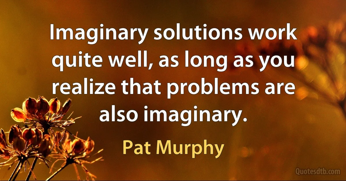 Imaginary solutions work quite well, as long as you realize that problems are also imaginary. (Pat Murphy)