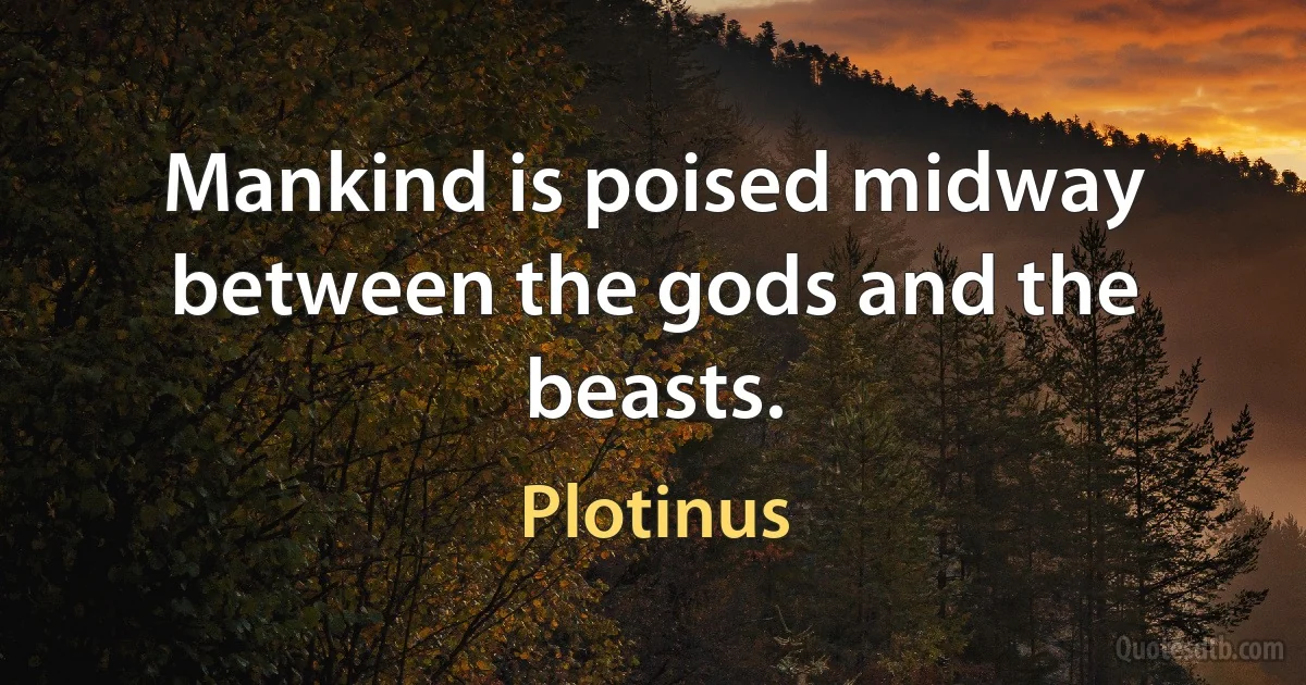 Mankind is poised midway between the gods and the beasts. (Plotinus)