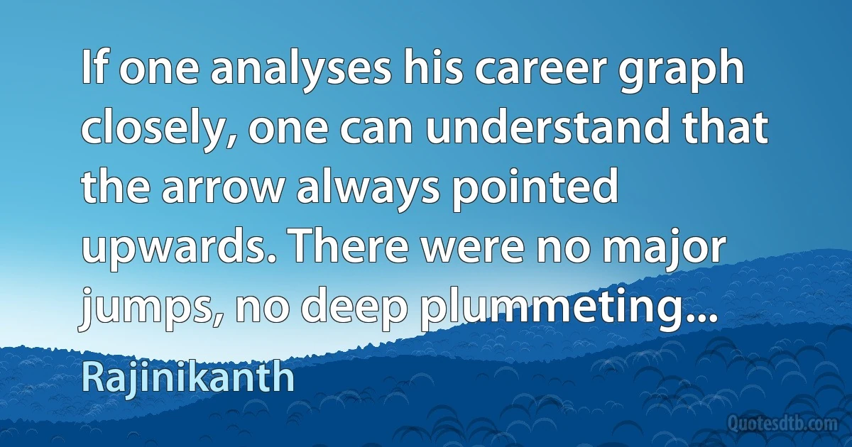 If one analyses his career graph closely, one can understand that the arrow always pointed upwards. There were no major jumps, no deep plummeting... (Rajinikanth)