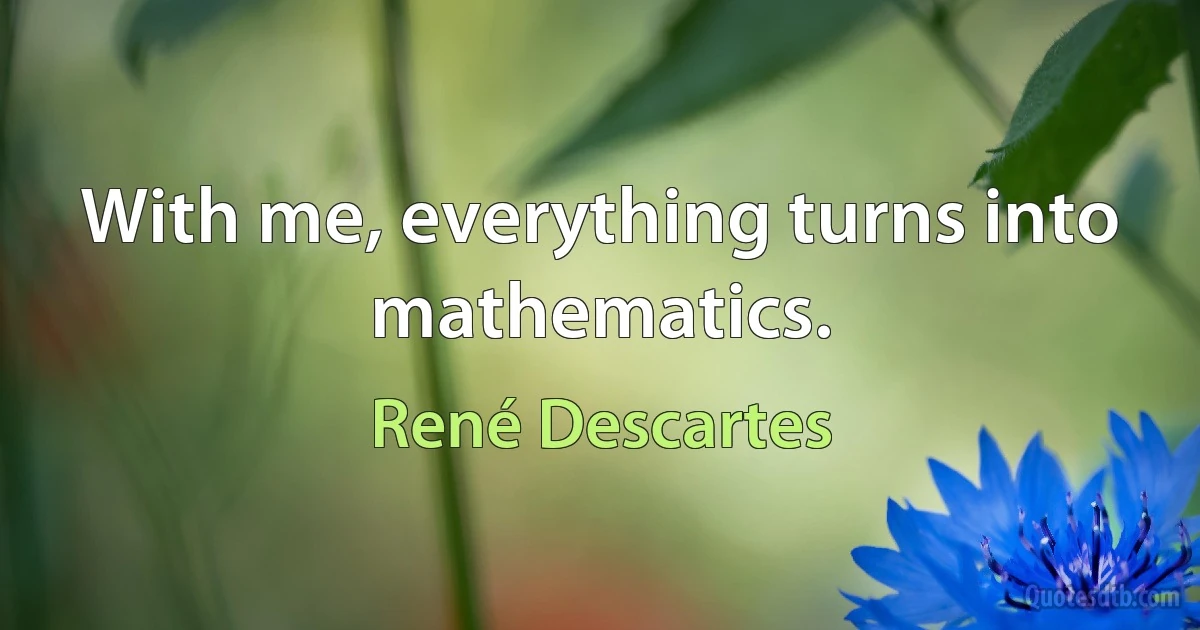 With me, everything turns into mathematics. (René Descartes)