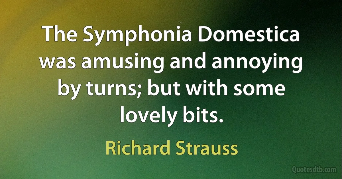 The Symphonia Domestica was amusing and annoying by turns; but with some lovely bits. (Richard Strauss)