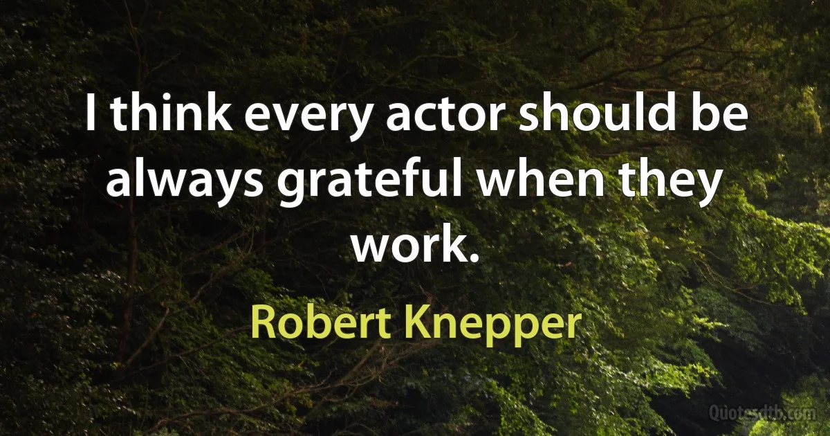 I think every actor should be always grateful when they work. (Robert Knepper)