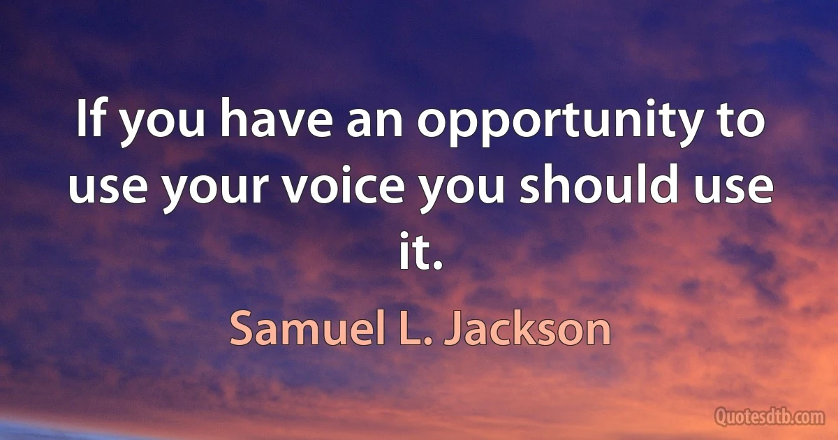 If you have an opportunity to use your voice you should use it. (Samuel L. Jackson)