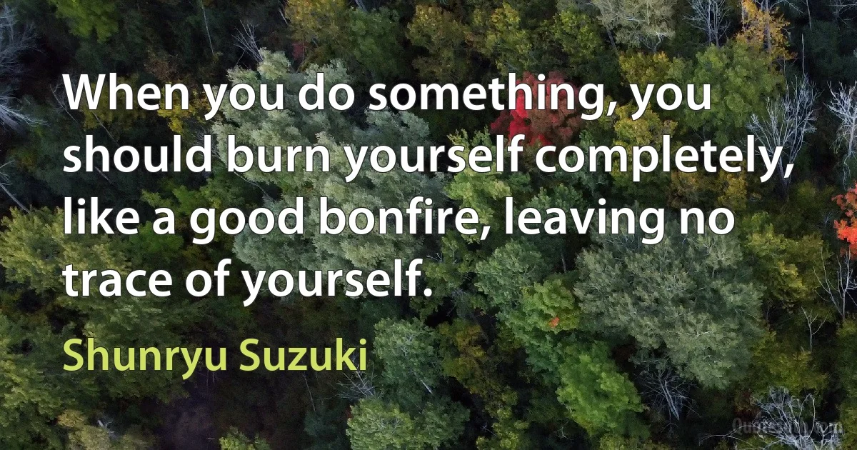 When you do something, you should burn yourself completely, like a good bonfire, leaving no trace of yourself. (Shunryu Suzuki)