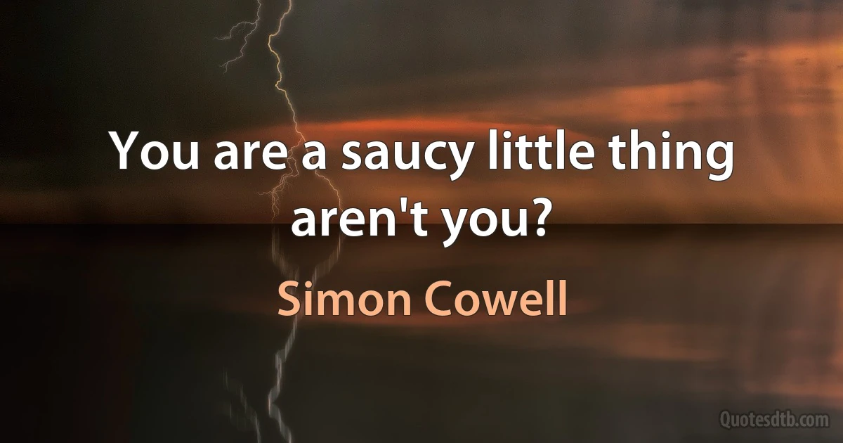 You are a saucy little thing aren't you? (Simon Cowell)