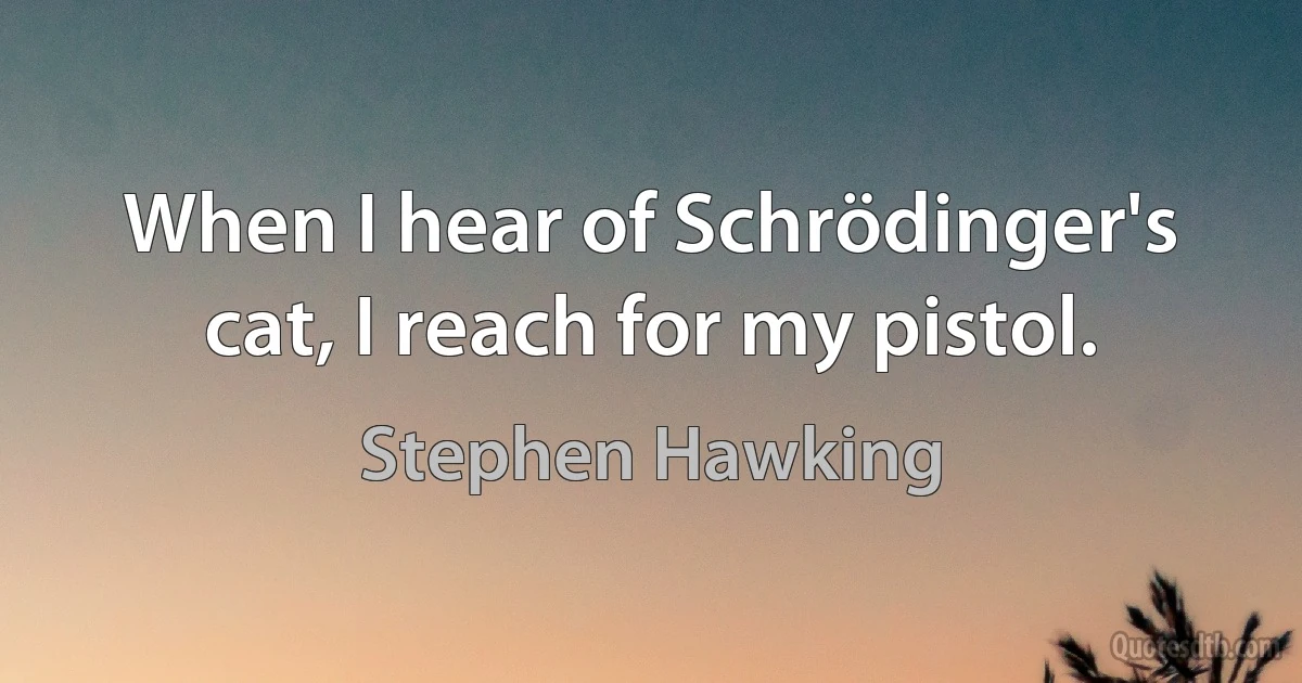 When I hear of Schrödinger's cat, I reach for my pistol. (Stephen Hawking)