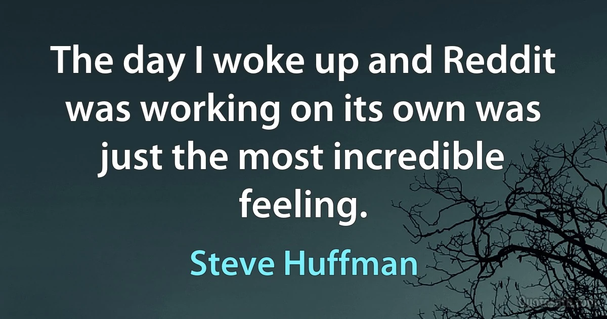 The day I woke up and Reddit was working on its own was just the most incredible feeling. (Steve Huffman)