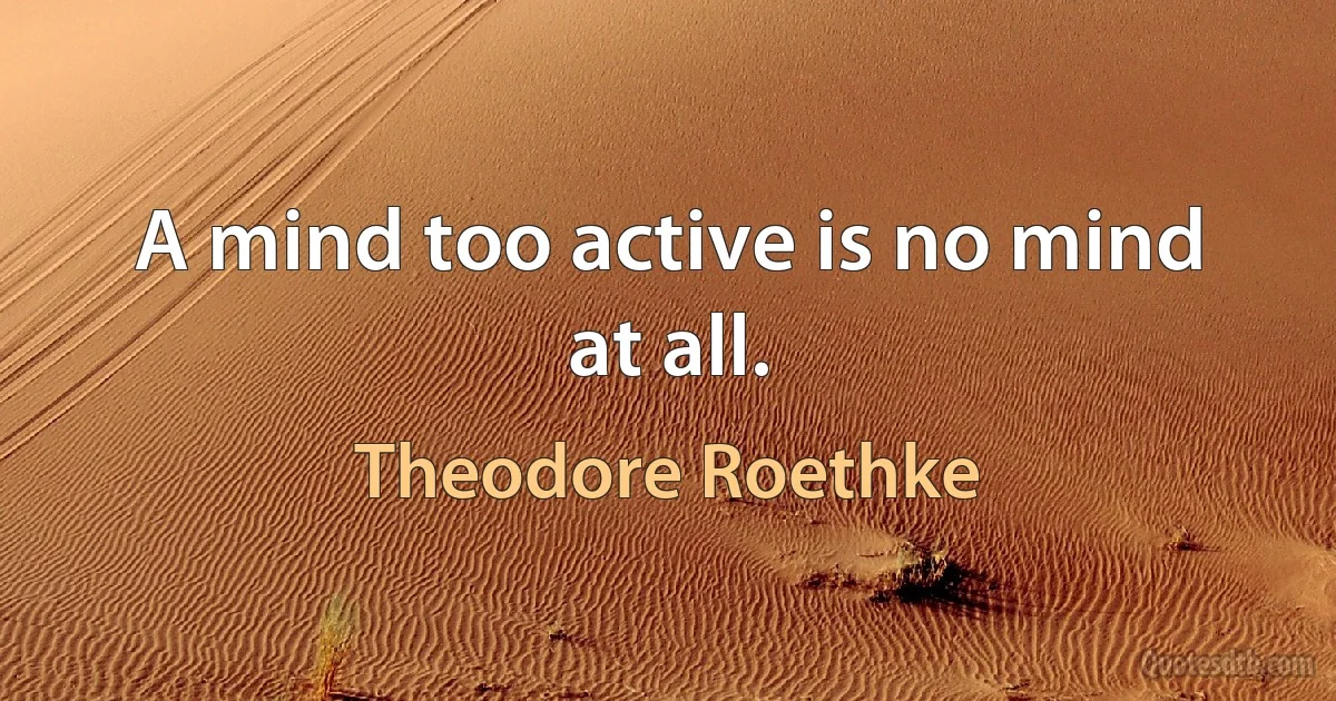 A mind too active is no mind at all. (Theodore Roethke)