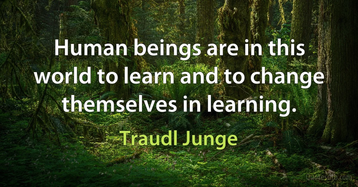 Human beings are in this world to learn and to change themselves in learning. (Traudl Junge)