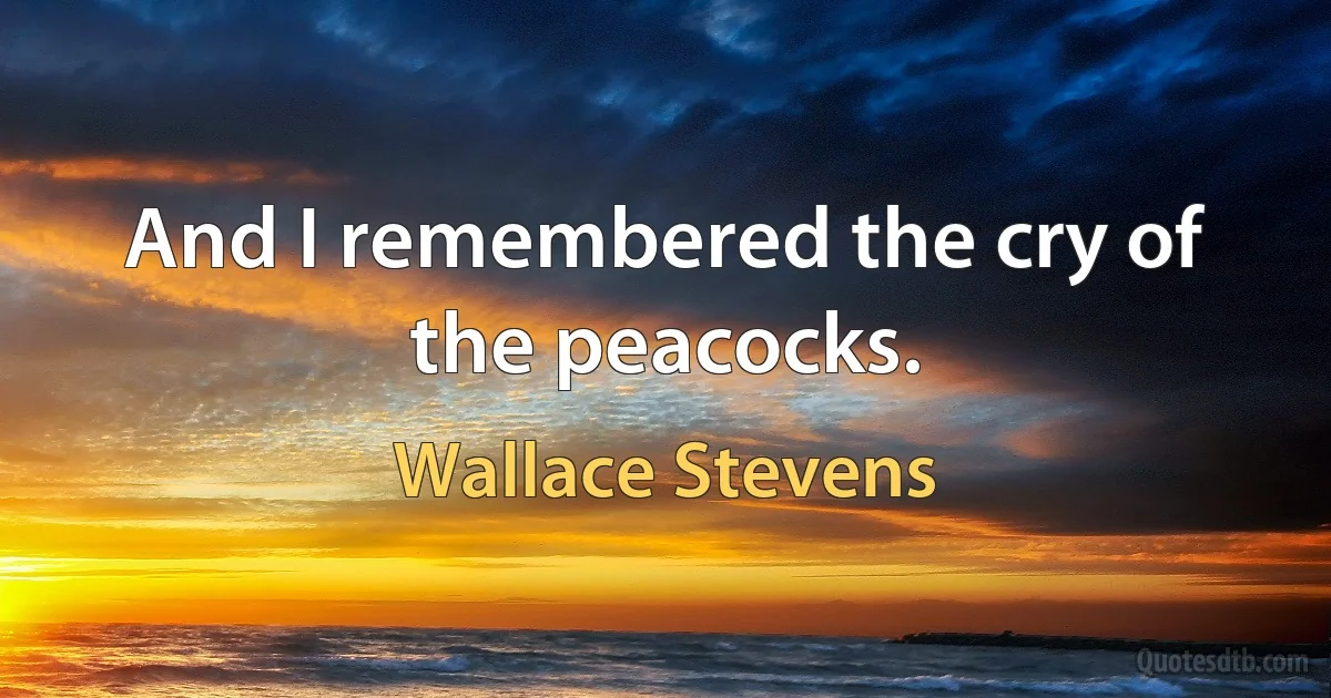 And I remembered the cry of the peacocks. (Wallace Stevens)