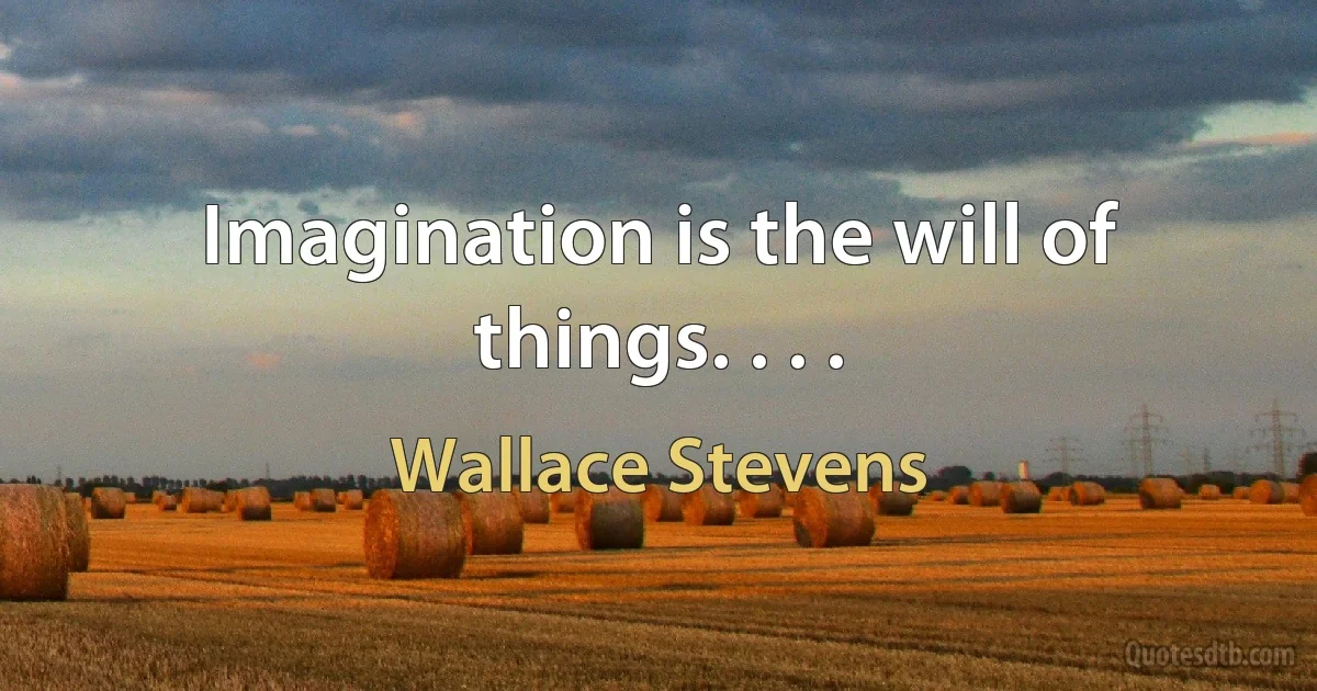 Imagination is the will of things. . . . (Wallace Stevens)