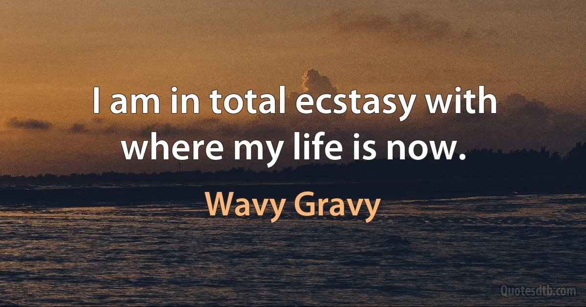 I am in total ecstasy with where my life is now. (Wavy Gravy)