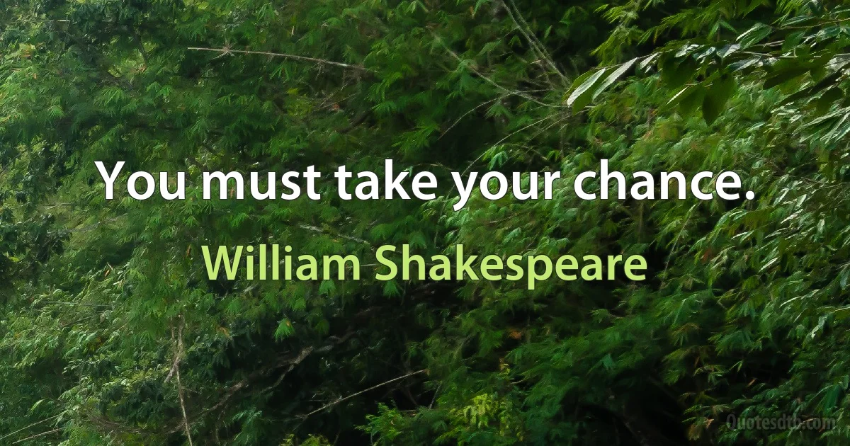 You must take your chance. (William Shakespeare)