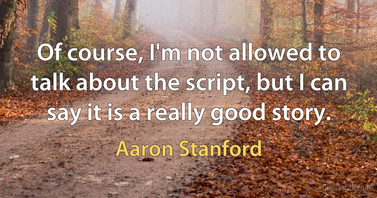 Of course, I'm not allowed to talk about the script, but I can say it is a really good story. (Aaron Stanford)