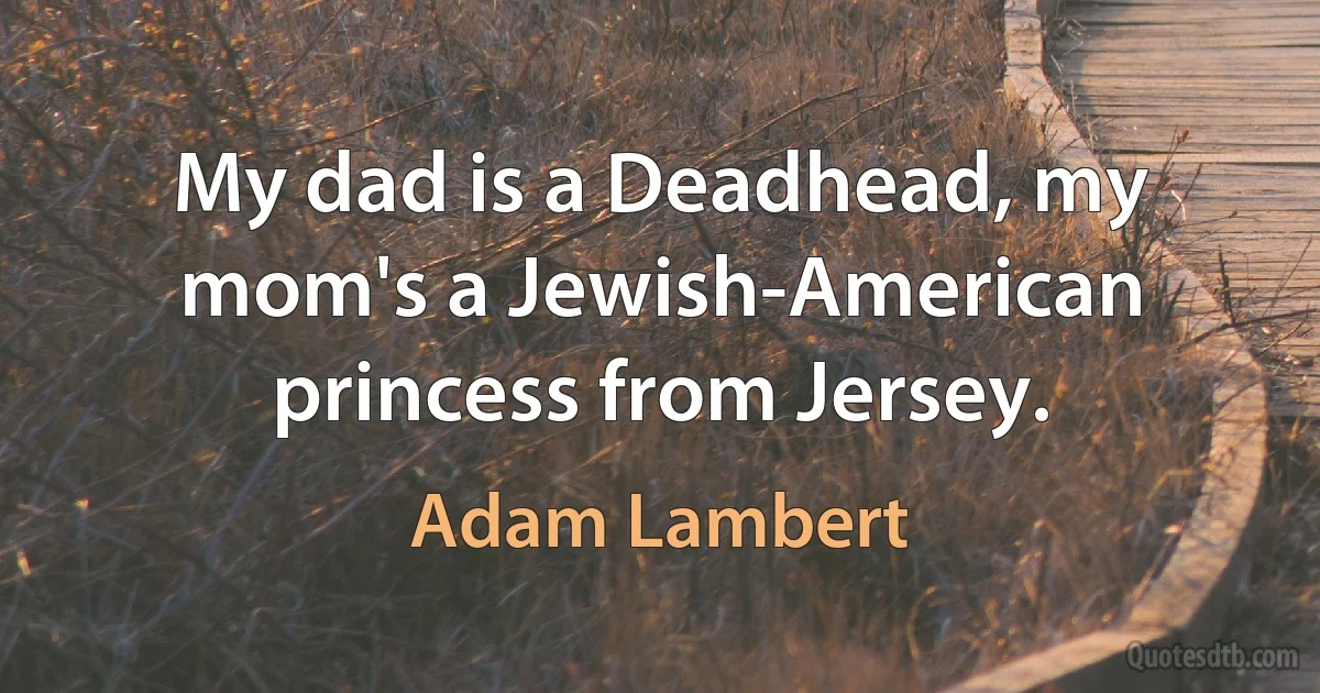 My dad is a Deadhead, my mom's a Jewish-American princess from Jersey. (Adam Lambert)