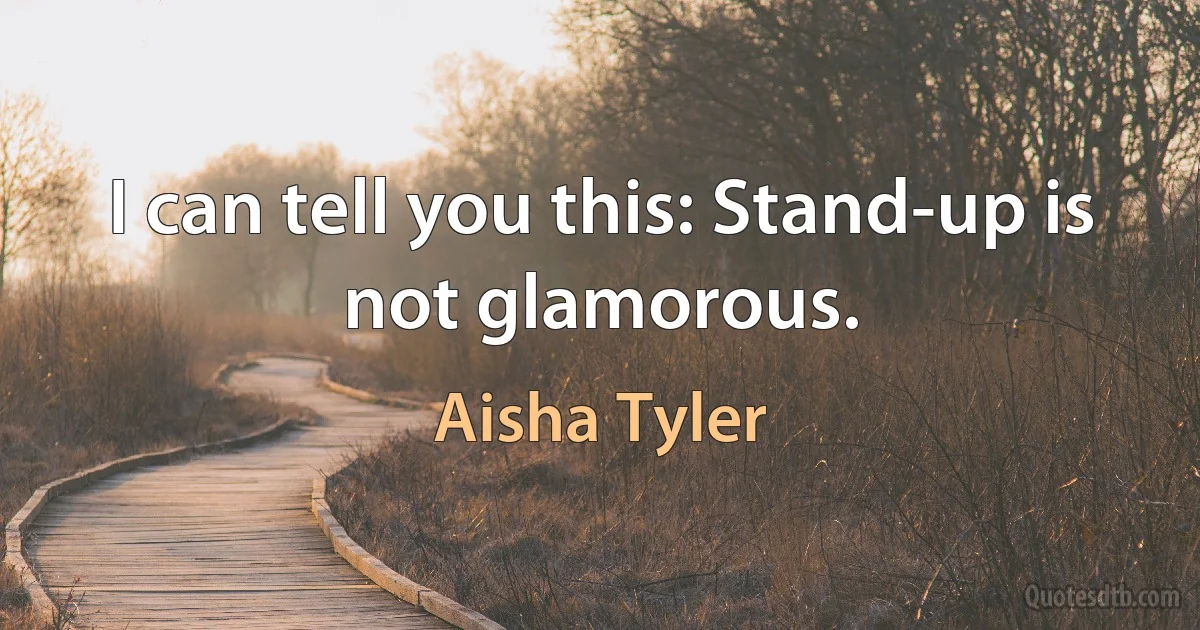 I can tell you this: Stand-up is not glamorous. (Aisha Tyler)