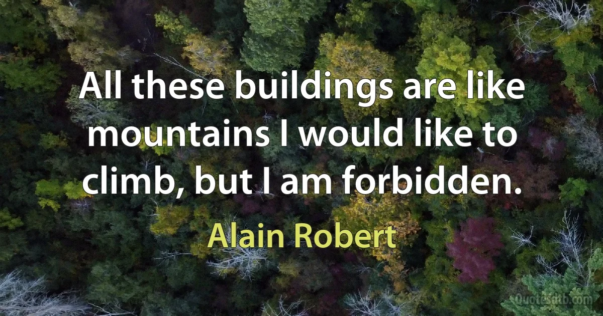 All these buildings are like mountains I would like to climb, but I am forbidden. (Alain Robert)