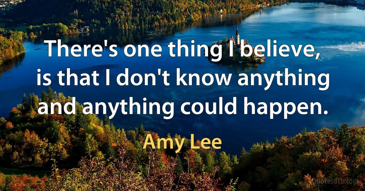 There's one thing I believe, is that I don't know anything and anything could happen. (Amy Lee)