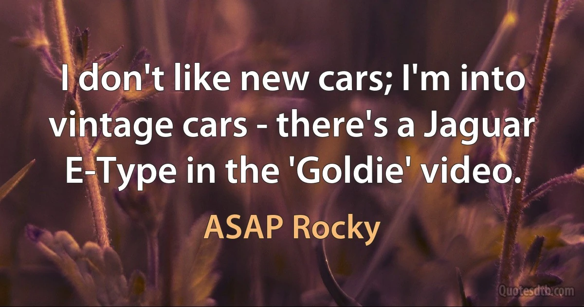 I don't like new cars; I'm into vintage cars - there's a Jaguar E-Type in the 'Goldie' video. (ASAP Rocky)