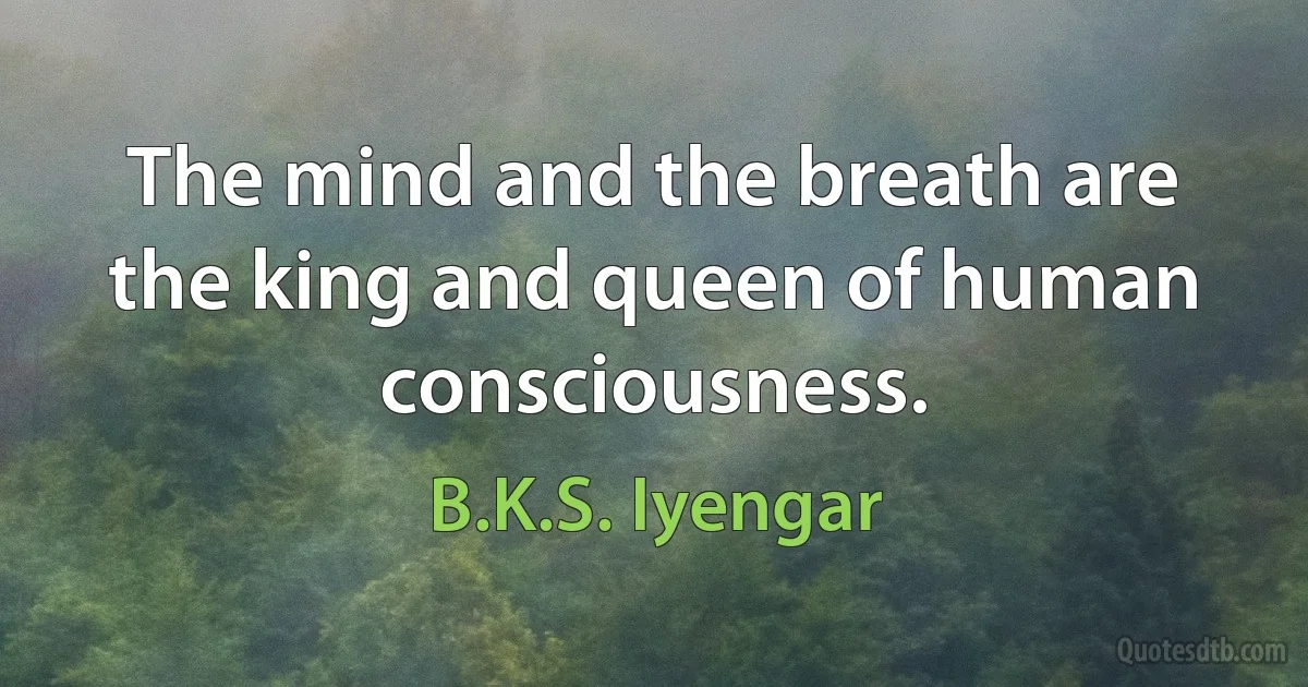 The mind and the breath are the king and queen of human consciousness. (B.K.S. Iyengar)