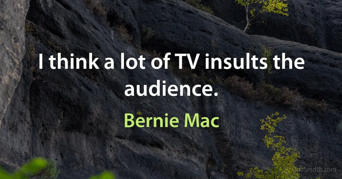 I think a lot of TV insults the audience. (Bernie Mac)