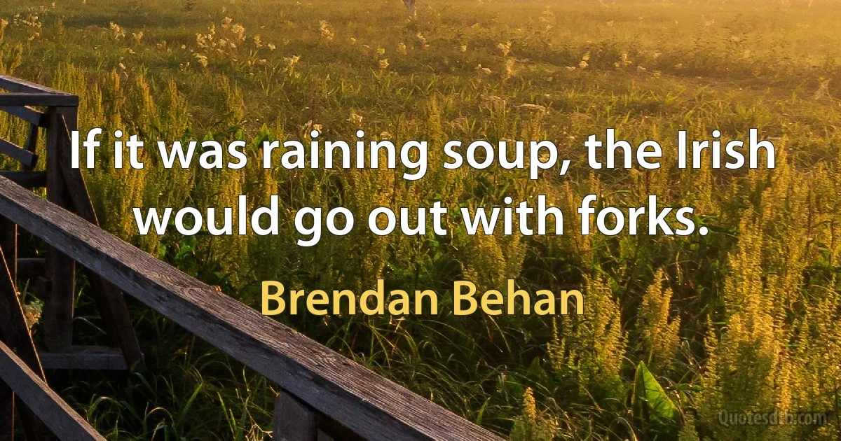 If it was raining soup, the Irish would go out with forks. (Brendan Behan)