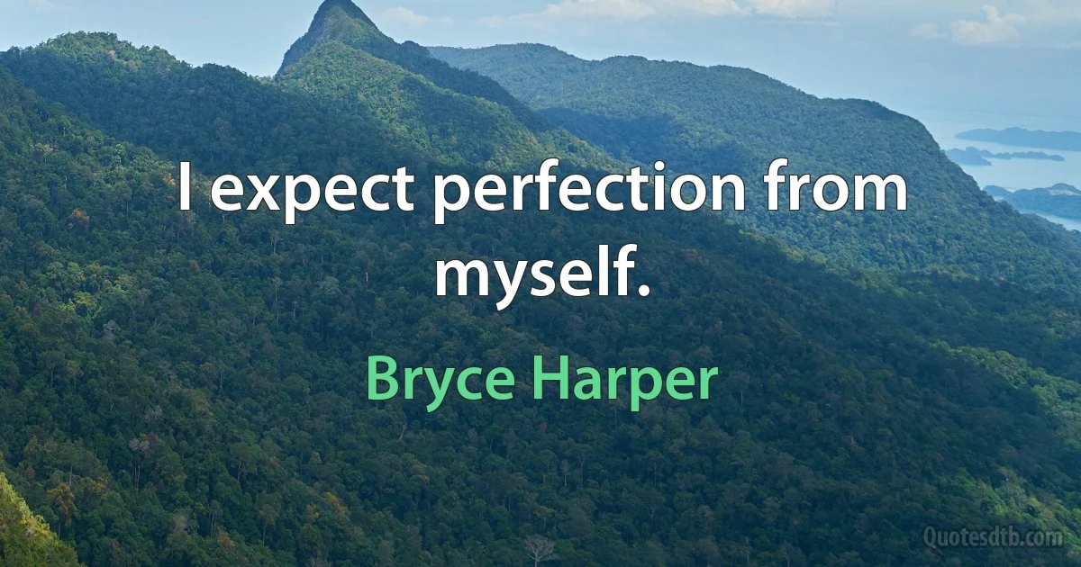 I expect perfection from myself. (Bryce Harper)