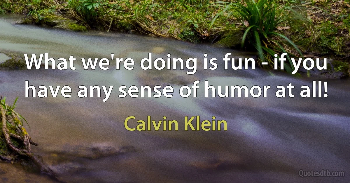 What we're doing is fun - if you have any sense of humor at all! (Calvin Klein)