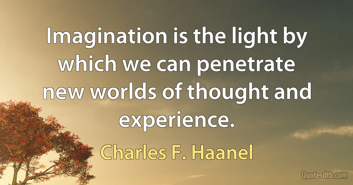 Imagination is the light by which we can penetrate
new worlds of thought and experience. (Charles F. Haanel)