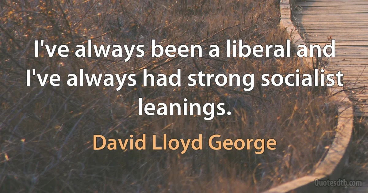 I've always been a liberal and I've always had strong socialist leanings. (David Lloyd George)