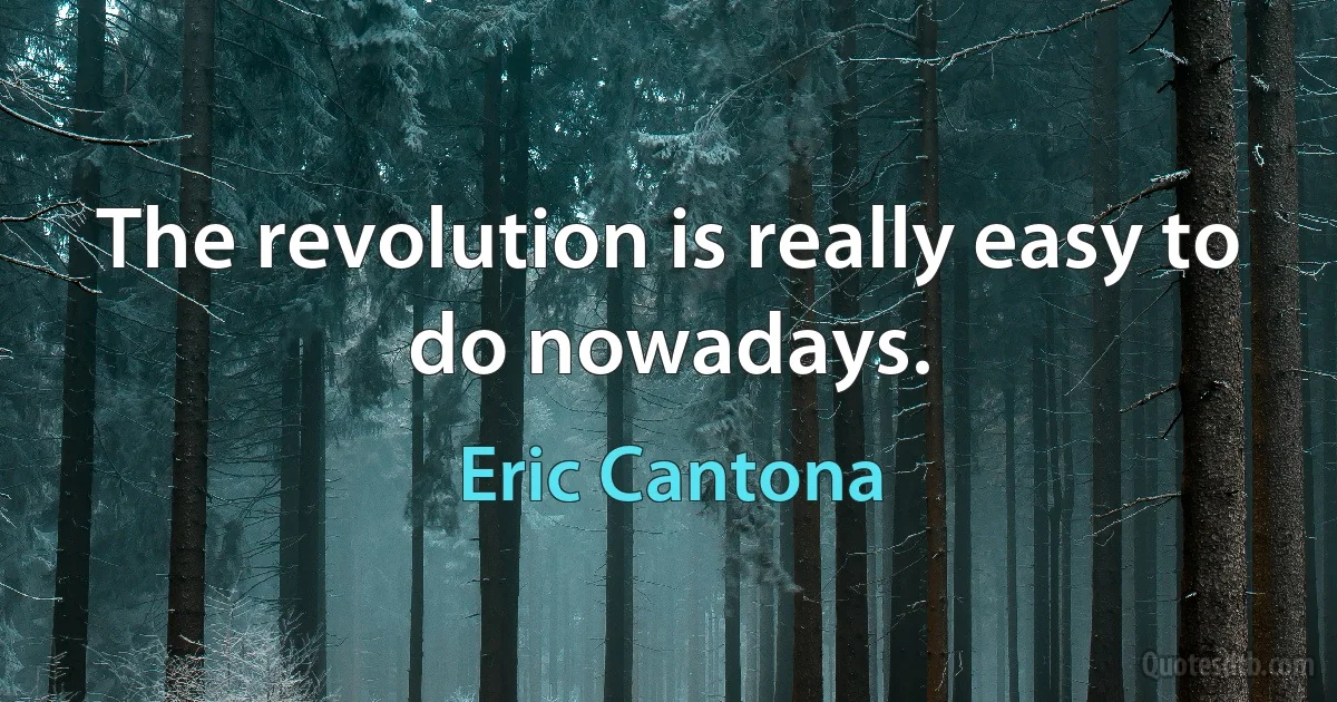 The revolution is really easy to do nowadays. (Eric Cantona)