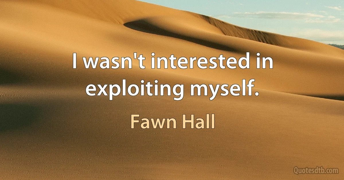 I wasn't interested in exploiting myself. (Fawn Hall)