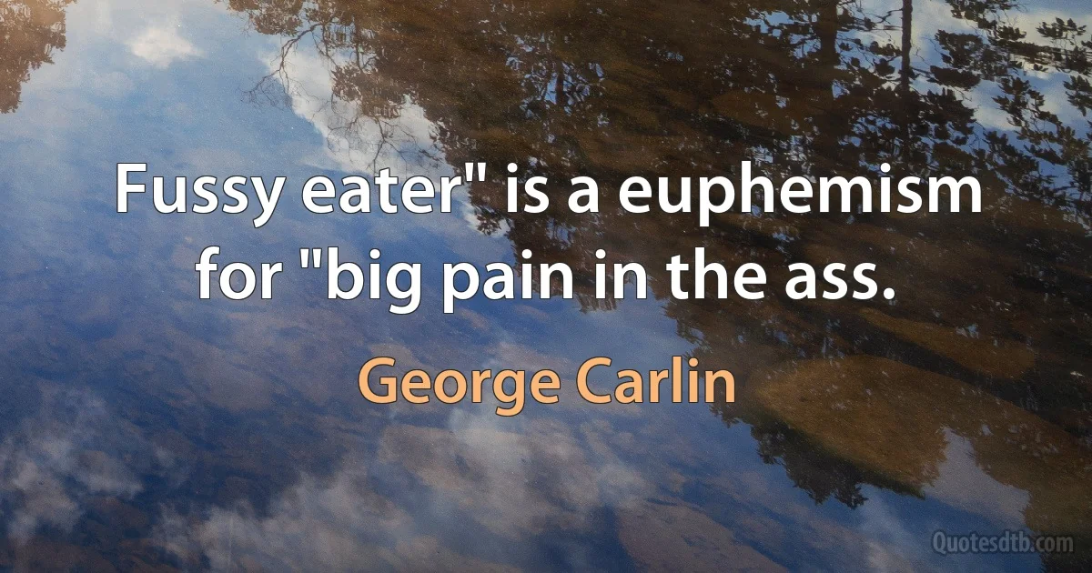 Fussy eater" is a euphemism for "big pain in the ass. (George Carlin)