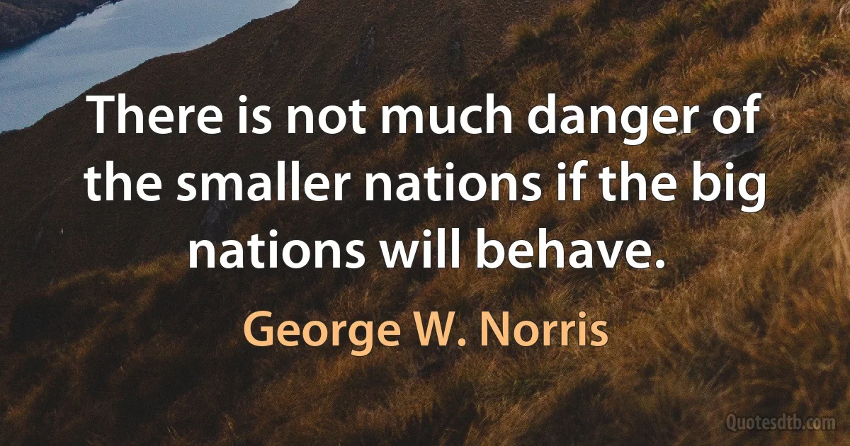 There is not much danger of the smaller nations if the big nations will behave. (George W. Norris)