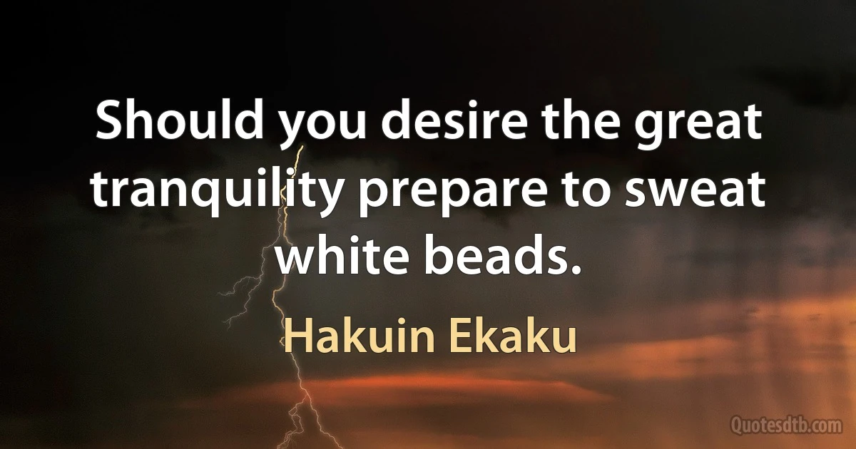 Should you desire the great tranquility prepare to sweat white beads. (Hakuin Ekaku)