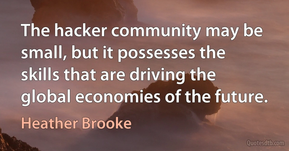 The hacker community may be small, but it possesses the skills that are driving the global economies of the future. (Heather Brooke)