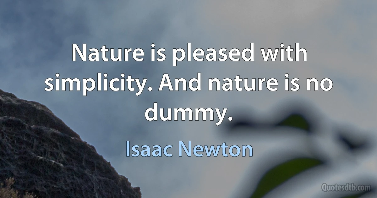 Nature is pleased with simplicity. And nature is no dummy. (Isaac Newton)