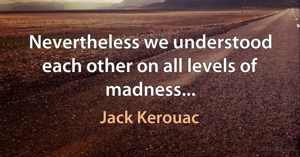 Nevertheless we understood each other on all levels of madness... (Jack Kerouac)