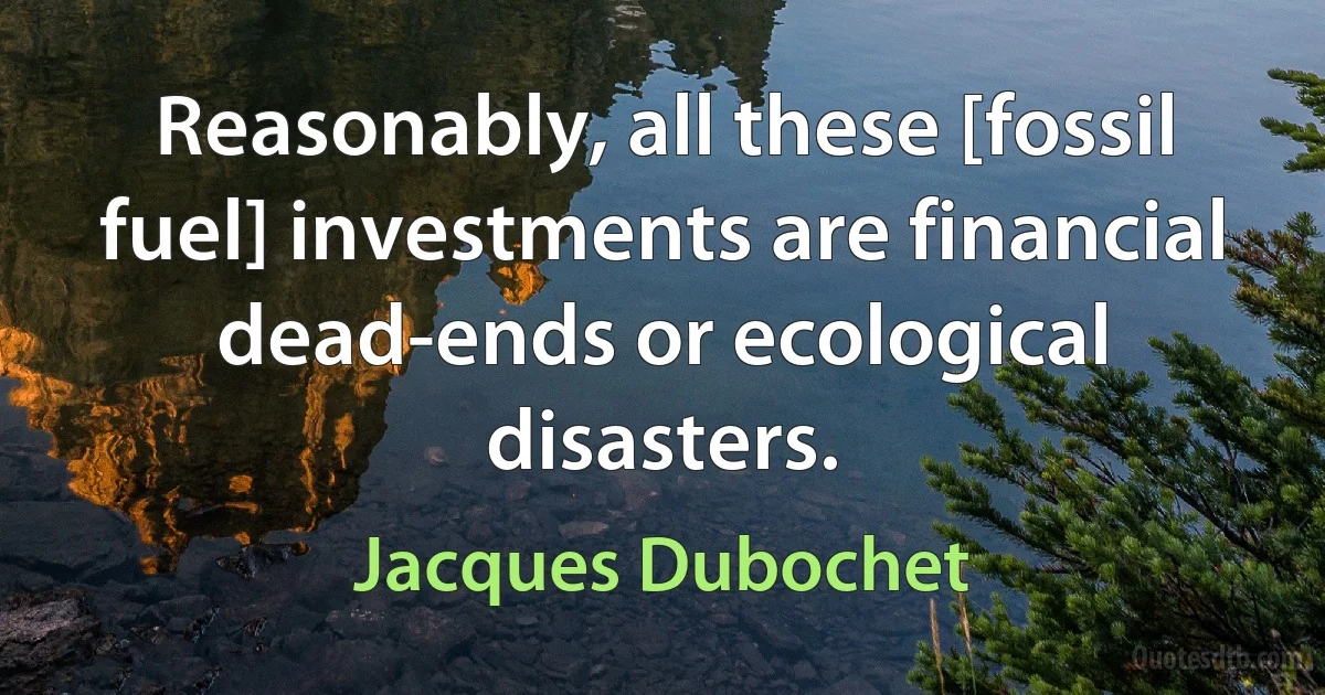 Reasonably, all these [fossil fuel] investments are financial dead-ends or ecological disasters. (Jacques Dubochet)