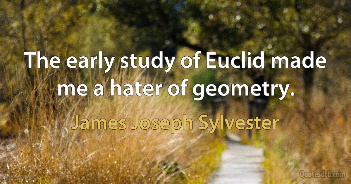 The early study of Euclid made me a hater of geometry. (James Joseph Sylvester)