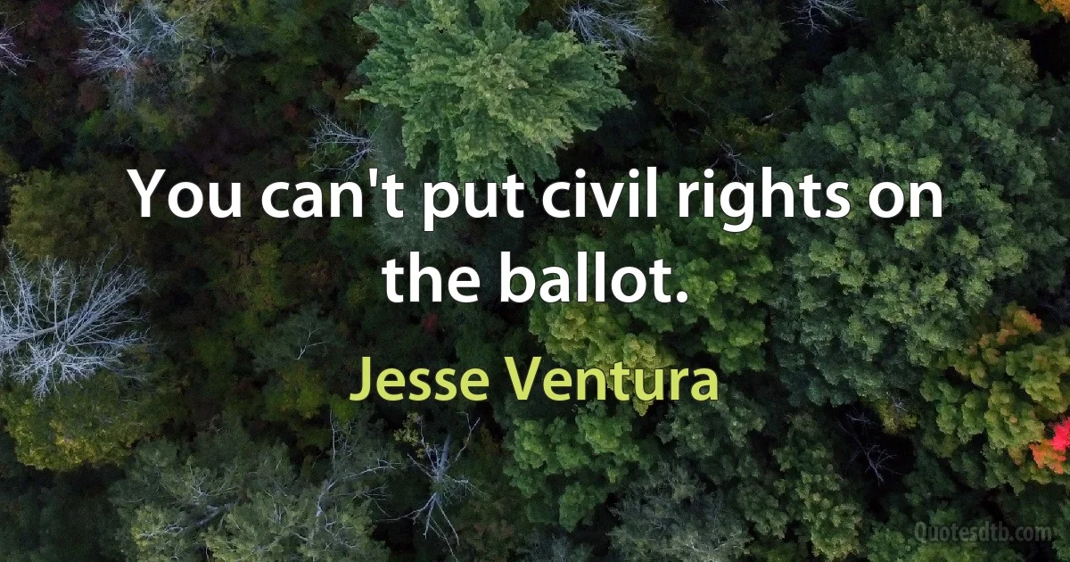 You can't put civil rights on the ballot. (Jesse Ventura)